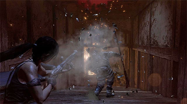 The second group will attack soon after you enter the corridor on the right - Fight Your Way Out of the Palace | 17: Into the Fire Walkthrough - 17: Into the Fire | Walkthrough - Tomb Raider Game Guide