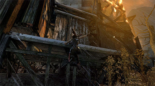 Turn right and start climbing where shown - Escape the Solarii Compound | 17: Into the Fire Walkthrough - 17: Into the Fire | Walkthrough - Tomb Raider Game Guide