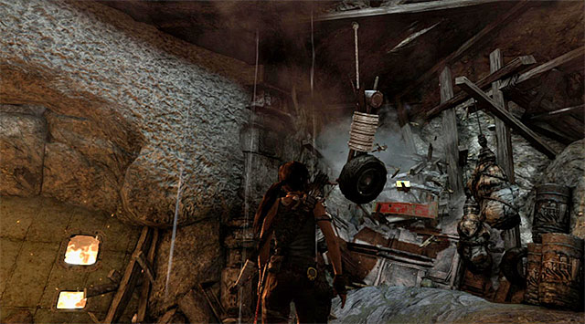 If youve swung it the right way, it should hit the ramp and collapse it - Chamber of Judgment | Optional Tombs: Shantytown - Shantytown | Optional Tombs - Tomb Raider Game Guide