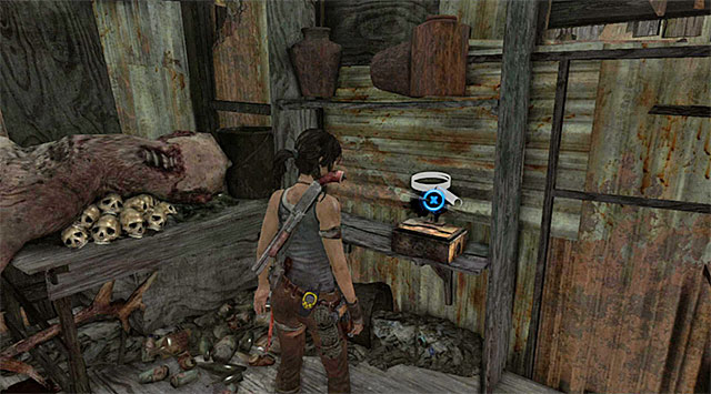 The box with the statuery is lying on the shelf (reward: 25 XP) - Relics | Collectibles: Shantytown - Collectibles: Shantytown - Tomb Raider Game Guide