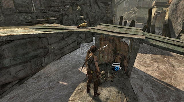 Stand by the bridge and drop down on the shelf below - GPS Caches (01-07) | Collectibles: Shantytown - Collectibles: Shantytown - Tomb Raider Game Guide