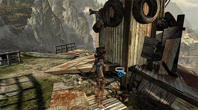 When you get to the top, look around closely; the Cache is hidden pretty well (reward: 5 XP) - GPS Caches (08-15) | Collectibles: Shantytown - Collectibles: Shantytown - Tomb Raider Game Guide
