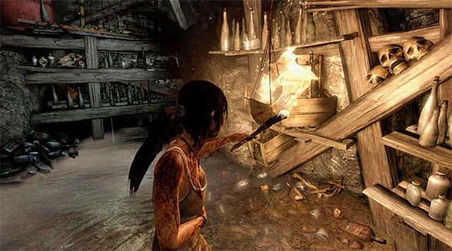 Move forward and youll get to a narrow passageway through which Lara will automatically squeeze - Keep Moving Forward to Survive | 1: Survive Walkthrough - 1: Survive | Walkthrough - Tomb Raider Game Guide