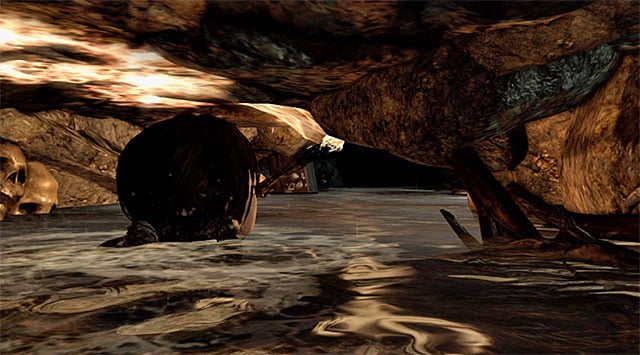 After you manage to escape, make your way through the partly flooded tunnel - Keep Moving Forward to Survive | 1: Survive Walkthrough - 1: Survive | Walkthrough - Tomb Raider Game Guide