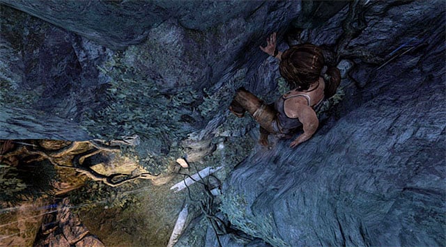 When Lara reaches the cliff, she should automatically start scrambling up - Continue Up the Mountain to Regroup with Roth | 7: Mountain Rendezvous Walkthrough - 7: Mountain Rendezvous | Walkthrough - Tomb Raider Game Guide