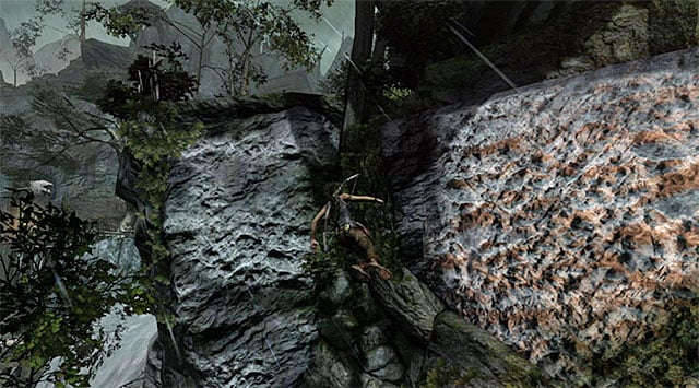 Shortly afterwards youll have to jump over to the adjacent rock, but that shouldnt be a problem - Reach the Top of the Falls | 8: Cry for Help Walkthrough - 8: Cry for Help | Walkthrough - Tomb Raider Game Guide