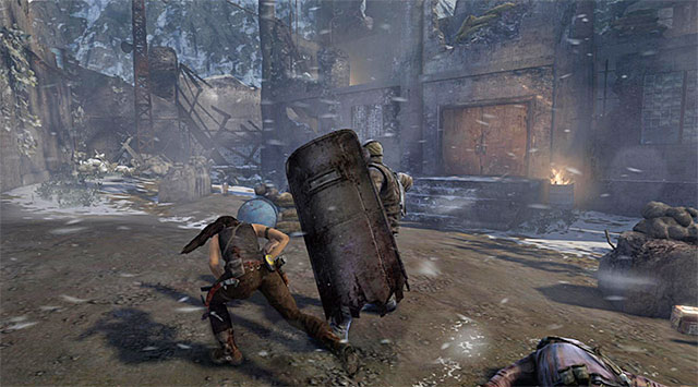 When the fighting is over, drop down to the courtyard (if you havent already), then advance to the door of the main building to the west - Climb the Radio Tower to Send an SOS | 8: Cry for Help Walkthrough - 8: Cry for Help | Walkthrough - Tomb Raider Game Guide