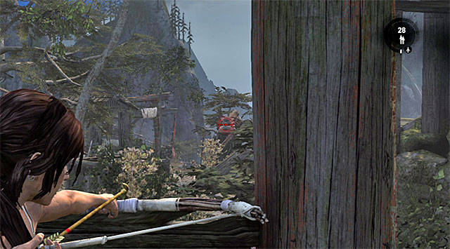 Slide down and immediately take cover; there are four guards ahead - Reach the Smoke Beacon | 10: Guilty Conscience Walkthrough - 10: Guilty Conscience | Walkthrough - Tomb Raider Game Guide