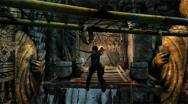 Jump over to it and immediately jump again, this time to land on the shelf with a lamp - Tomb of the Unworthy | Optional Tombs: Mountain Village - Mountain Village | Optional Tombs - Tomb Raider Game Guide