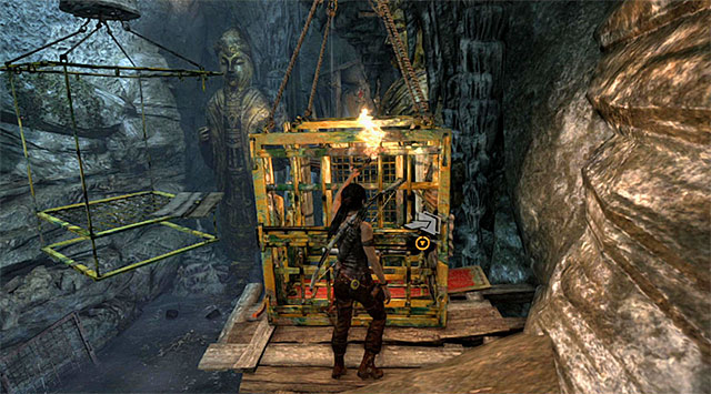 Backtrack to the starting point and push the cage on the right - Tomb of the Unworthy | Optional Tombs: Mountain Village - Mountain Village | Optional Tombs - Tomb Raider Game Guide