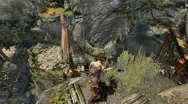 Use the rope bridge and take the path towards the nearby hill - GPS Caches (08-15) | Collectibles: Mountain Village - Collectibles: Mountain Village - Tomb Raider Game Guide