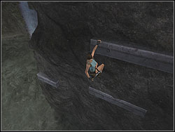 You will sail near the wall with ledges - Natlas Mines 1 | Artefacts and Relics - Artefacts and Relics - Tomb Raider: Anniversary Game Guide & Walkthrough