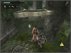 Jump behind the slant wall, you will fall into the hidden niche - The Lost Valley | Artefacts and Relics - Artefacts and Relics - Tomb Raider: Anniversary Game Guide & Walkthrough