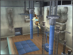 Then jump to the next bar and to the pillar - The Croft Manor 3 | The Croft Manor - training mission - The Croft Manor - training mission - Tomb Raider: Anniversary Game Guide & Walkthrough