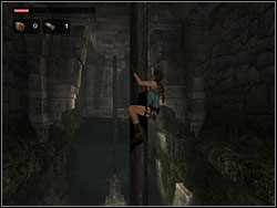 Between first and second pillar is a ledge in the wall - jump to it - Vilcabamba | Walkthrough - Peru - Tomb Raider: Anniversary Game Guide & Walkthrough