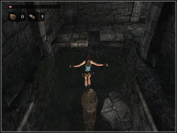 Face to the pillar with salient crossbar and again in time when darts dont fly, jump to the pillar - Vilcabamba | Walkthrough - Peru - Tomb Raider: Anniversary Game Guide & Walkthrough