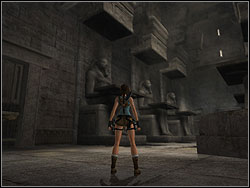 In the Sphinxs back is lever - move it down - the gate under will open - Temple of Khamoon 1 | Walkthrough - Egypt - Tomb Raider: Anniversary Game Guide & Walkthrough