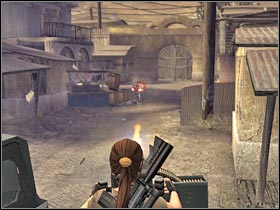 Head on to the right alley (the same one that was guarded by two enemy soldiers) - Peru - part I | Peru - Return to Paraiso - Peru - Return to Paraiso - Tomb Raider: Legend Game Guide & Walkthrough