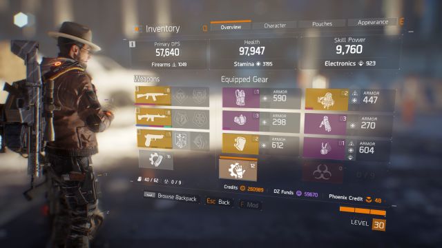 The amount of currencies can be checked, for instance, in your inventory. - In-game currencies - Hints - Tom Clancys The Division Game Guide