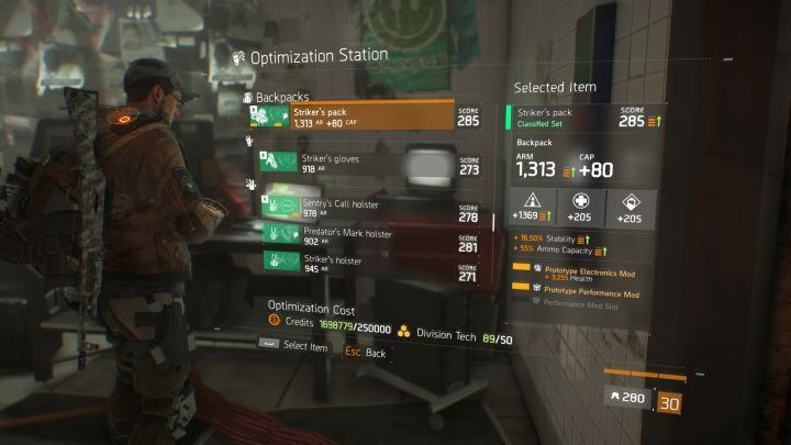 Optimization allows you to greatly increase usefulness of your items. - Optimization Station | Tips for 1.8 patch The Division - Hints - Tom Clancys The Division Game Guide