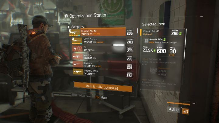 Sadly, you cant optimize your items endlessly. - Optimization Station | Tips for 1.8 patch The Division - Hints - Tom Clancys The Division Game Guide