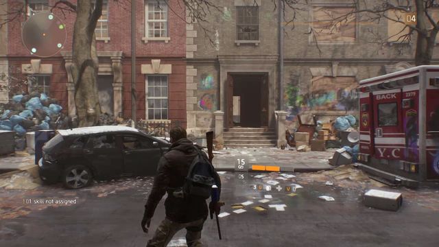 The entrance of the building with the guide inside - Chelsea & Camp Hudson (M1) | Intel data - Intel data - Tom Clancys The Division Game Guide