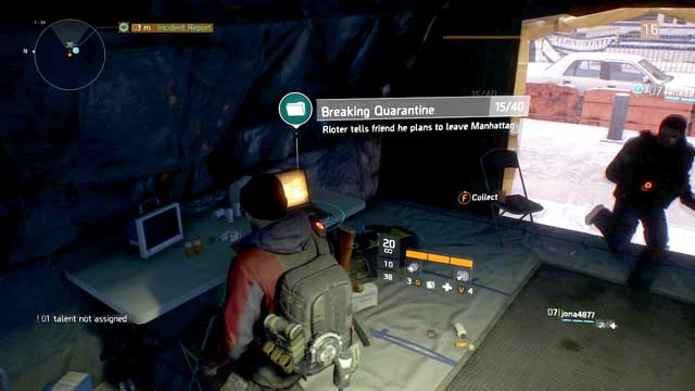 The report is in the very corner of the map, in the military tent - Hudson Yards (M2) | Intel data - Intel data - Tom Clancys The Division Game Guide