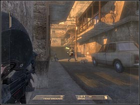 Proceed to the next section (there's a small alley on your right) - Mission 1.1: Mexican Border - Inbound - Walkthrough - Tom Clancys Rainbow Six: Vegas - Game Guide and Walkthrough