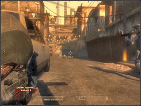 Some of the bandits may hide behind cars right away - Mission 1.1: Mexican Border - Inbound - Walkthrough - Tom Clancys Rainbow Six: Vegas - Game Guide and Walkthrough