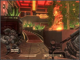 Once you've secured this entire area, head on to the stairs and start moving towards the right corridor - Mission 3.1: Downtown Vegas - Exclusive Gone Wrong - Walkthrough - Tom Clancys Rainbow Six: Vegas - Game Guide and Walkthrough