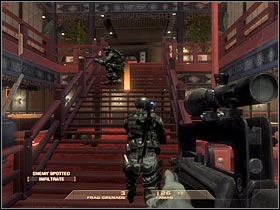 You will have to start moving towards the Bonsai Bar area (#1) - Mission 3.1: Downtown Vegas - Exclusive Gone Wrong - Walkthrough - Tom Clancys Rainbow Six: Vegas - Game Guide and Walkthrough