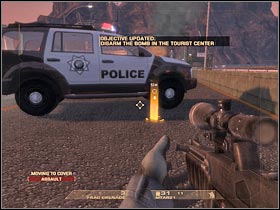 You will have to start shooting at the enemy soldiers - Mission 6.1: Nevada Dam - Tourist Center - Walkthrough - Tom Clancys Rainbow Six: Vegas - Game Guide and Walkthrough