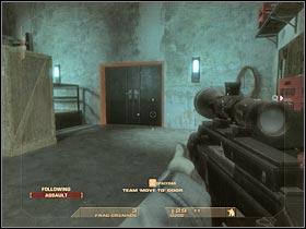 If you decide to open this door on your own, you would have to deal with a small group of enemy soldiers - Mission 6.7: Nevada Dam - Top of the Dam - Walkthrough - Tom Clancys Rainbow Six: Vegas - Game Guide and Walkthrough