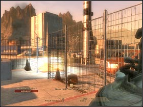 If you decide to guard the left entrance, you could also hide behind one of the nearby objects (#1) - Mission 6.7: Nevada Dam - Top of the Dam - Walkthrough - Tom Clancys Rainbow Six: Vegas - Game Guide and Walkthrough