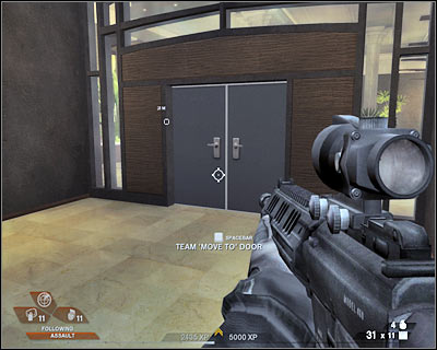 You might want to consider using your snake camera to tag two terrorists - Scene 1 - Penthouse - part 5 - Act 5 - Theater - Tom Clancys Rainbow Six: Vegas 2 - Game Guide and Walkthrough