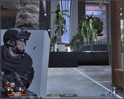 Watch out for a heavy machine gun post which can be found to your left (screen) - Scene 1 - Penthouse - part 5 - Act 5 - Theater - Tom Clancys Rainbow Six: Vegas 2 - Game Guide and Walkthrough