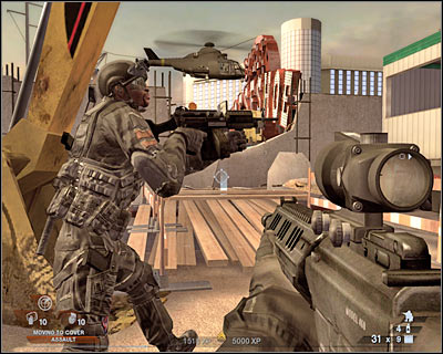 You should remain here for a while, because you'll be able to take out one of the terrorists - Scene 4 - Chase - part 2 - Act 3 - Recreation Center - Tom Clancys Rainbow Six: Vegas 2 - Game Guide and Walkthrough