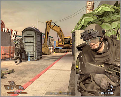 You are getting closer to a junkyard which is going to the final area of this mission - Scene 4 - Chase - part 2 - Act 3 - Recreation Center - Tom Clancys Rainbow Six: Vegas 2 - Game Guide and Walkthrough