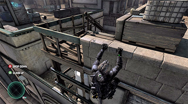 Use cornices to move around - Reach the vicinity of the police station - Mission 1 - Safehouse - Tom Clancys Splinter Cell: Blacklist - Game Guide and Walkthrough