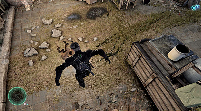 Landing on the guard dog is one of the possible solutions - Reach the vicinity of the police station - Mission 1 - Safehouse - Tom Clancys Splinter Cell: Blacklist - Game Guide and Walkthrough