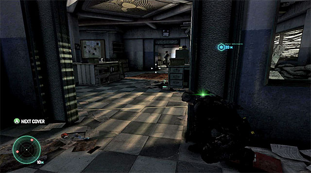 Follow the narrow corridor and you will soon reach a new area that is guarded by enemy forces - Reach the interrogation room - Mission 1 - Safehouse - Tom Clancys Splinter Cell: Blacklist - Game Guide and Walkthrough