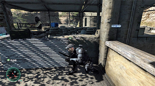 The guard stopping at the wall - Locate the source of transmission - Mission 2 - Insurgent Stronghold - Tom Clancys Splinter Cell: Blacklist - Game Guide and Walkthrough