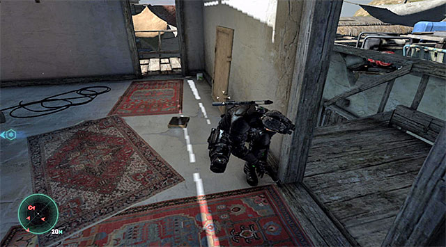 Go to the right straight away, jump over the low wall and walk through one of the huts - Locate the source of transmission - Mission 2 - Insurgent Stronghold - Tom Clancys Splinter Cell: Blacklist - Game Guide and Walkthrough