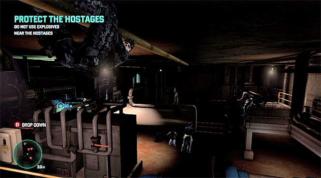 A pipe underneath the ceiling - Protect the hostages - Mission 3 - American Consumption - Tom Clancys Splinter Cell: Blacklist - Game Guide and Walkthrough