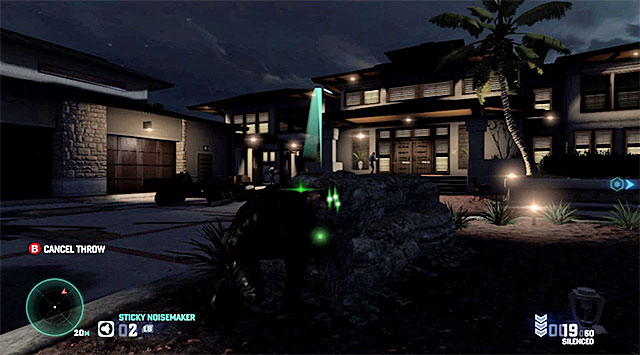 Using the noise-emitting decoy is a good idea to divert the dog's attention - Infiltrate the area around the estate - Mission 4 - Private Estate - Tom Clancys Splinter Cell: Blacklist - Game Guide and Walkthrough