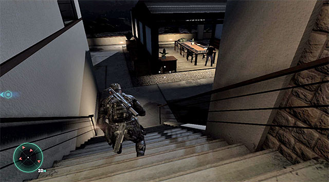 Be careful here, because you are approaching the area where you can be spotted by the above mentioned second guard dog - Reach the tool shed - Mission 4 - Private Estate - Tom Clancys Splinter Cell: Blacklist - Game Guide and Walkthrough