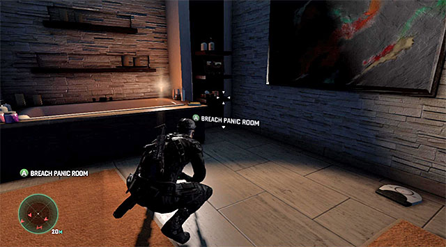 Walk inside and turn left straight away to walk into the bathroom shown in the above screenshot - Find Nouri's hideout - Mission 4 - Private Estate - Tom Clancys Splinter Cell: Blacklist - Game Guide and Walkthrough