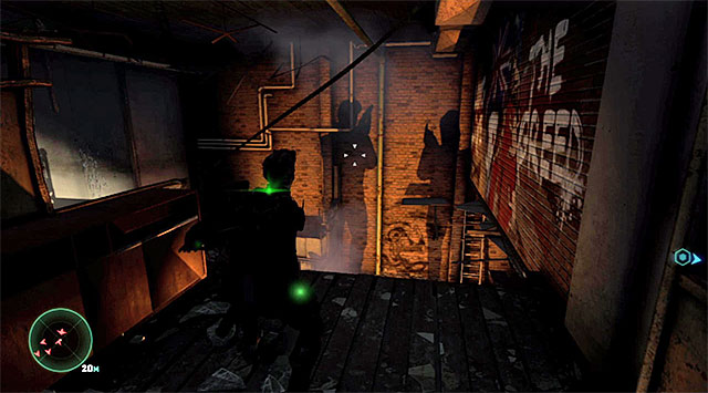 After you reach the first floor, go left and monitor, for the next time, the actions of the guard patrolling this area - Reach the loading bay - Mission 5 - Abandoned Mill - Tom Clancys Splinter Cell: Blacklist - Game Guide and Walkthrough