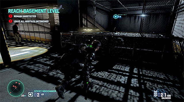 The beginning spot of ziplining - Reach the basement level of the parking lot - Mission 6 - Special Missions HQ - Tom Clancys Splinter Cell: Blacklist - Game Guide and Walkthrough