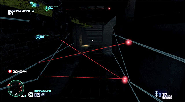 The device C is inside the building located to the right of the mission's starting point - Mission 3 - Hackers Den - Optional missions assigned by Grim - Tom Clancys Splinter Cell: Blacklist - Game Guide and Walkthrough